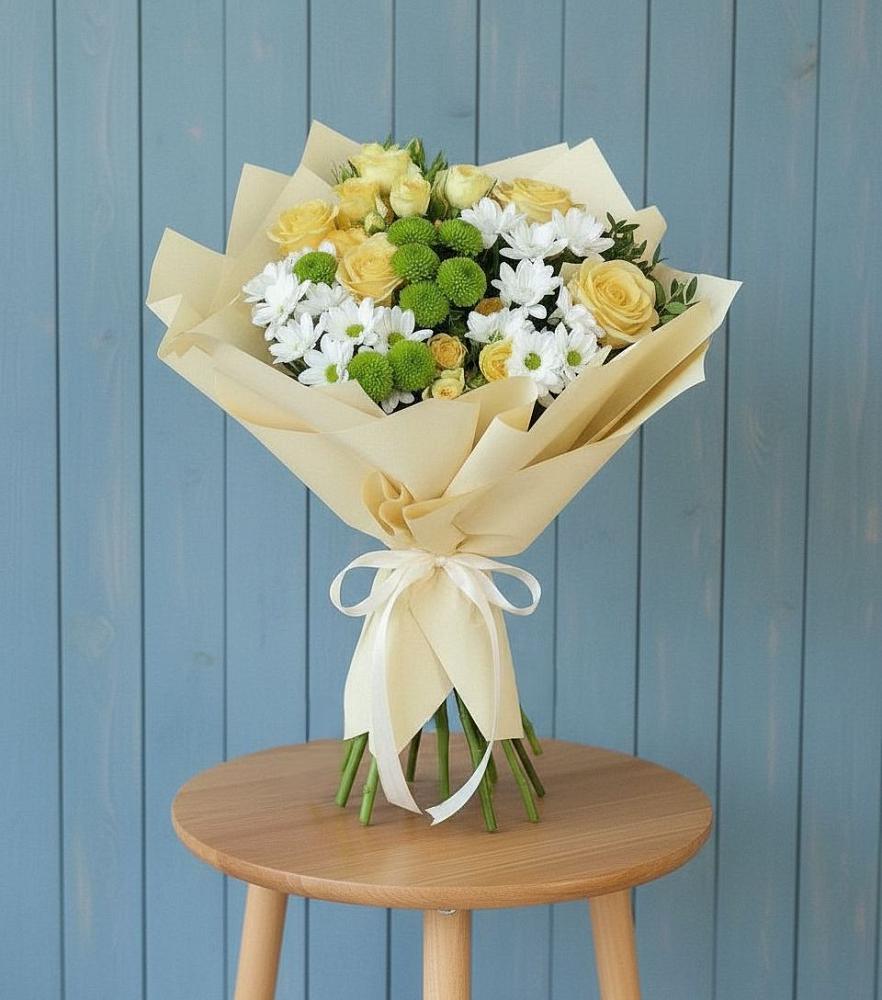 Букет цветов из: Хризантемы и Розы в Алексеевке Самарской области