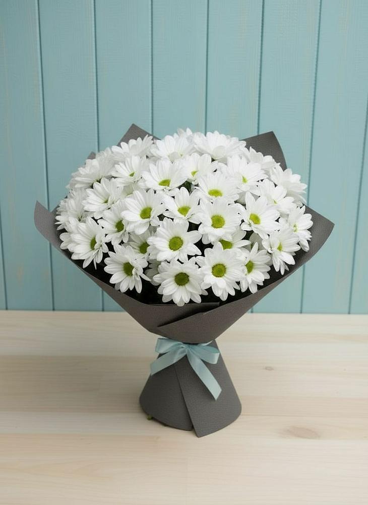 Букет белые хризантемы в Алексеевке Самарской области Букет цветов из: Хризантемы в Алексеевке Самарской области