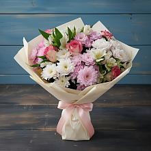 Букет цветов из:  Хризантемы, Альстромерии и Розы в Алексеевке Самарской области