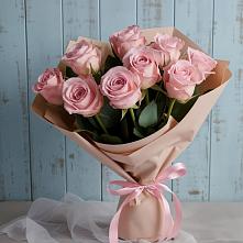9 розовых роз в Алексеевке Самарской области Букет цветов из:  Розы в Алексеевке Самарской области